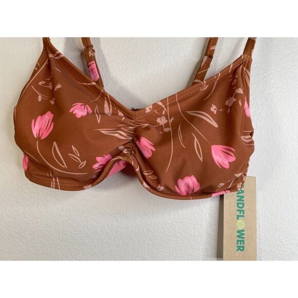 Sandflower Womens Cinched Bralette Bikini Swim Top Size Small 4-6 Brown NWT - Picture 4 of 10